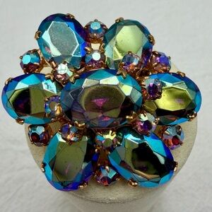 Vintage Jewel tones Glass Brooch
